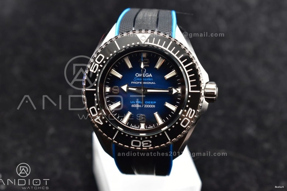 Ultra Blue 1:1 Ceramic 6000M Rubber Black Black SS Seamaster Dial TF Strap Best A2824 Bezel Deep Edition on 1218